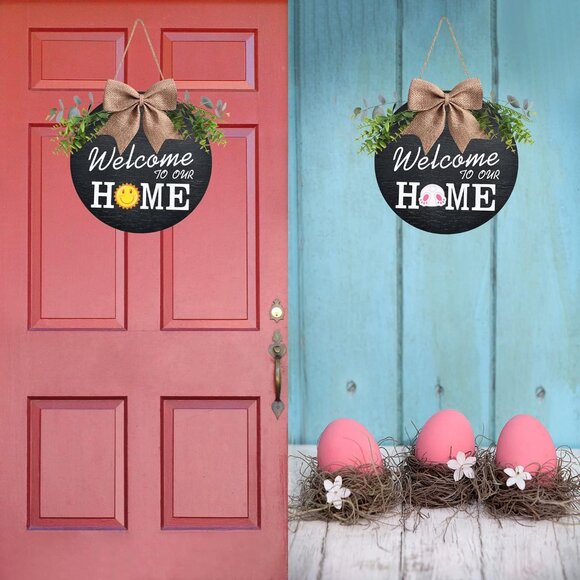 Interchangeable Welcome Home Sign, Seasonal Front Porch Door Decor With 21 Chang - Picture 6 of 6